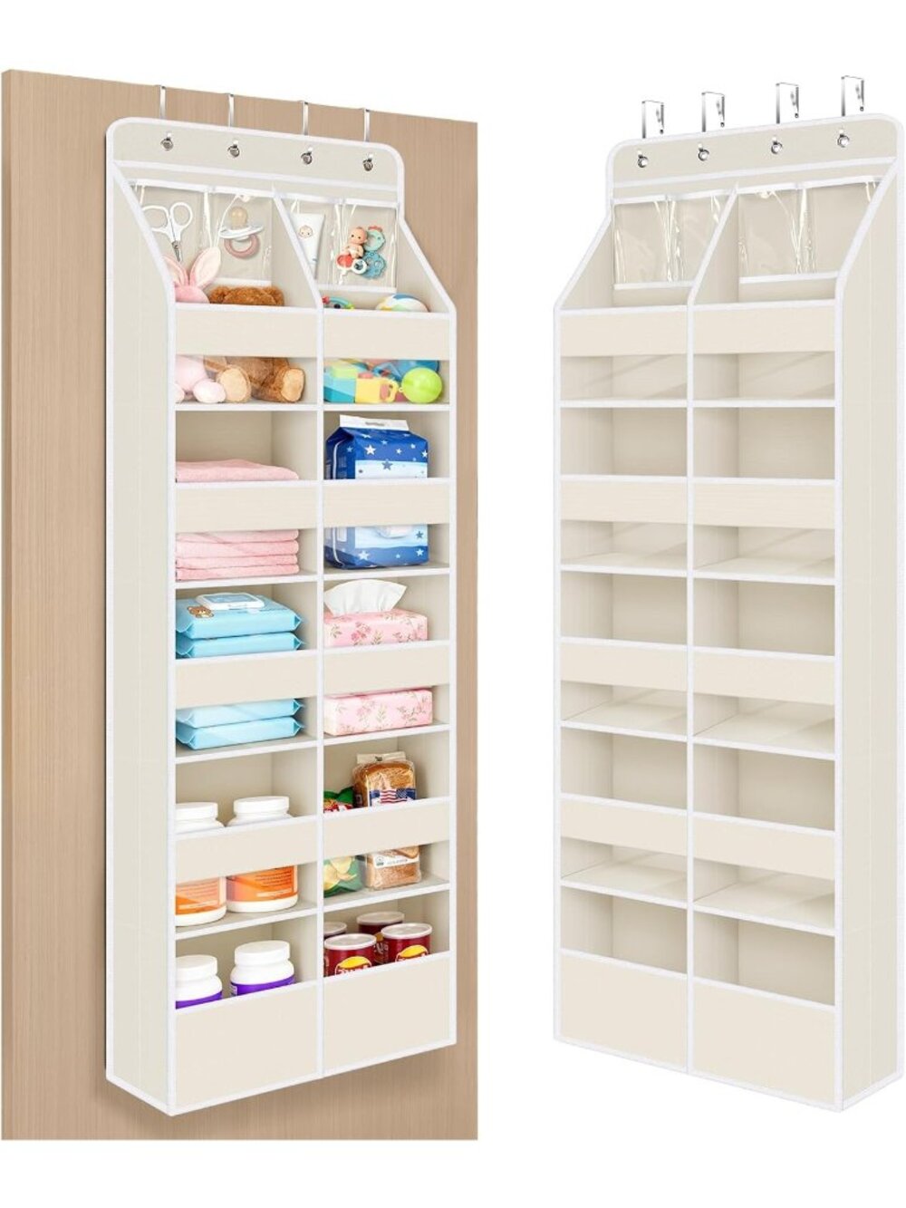 New Upgraded Over the Door Organizer for Baby Nursery, Beige, 6-Shelf